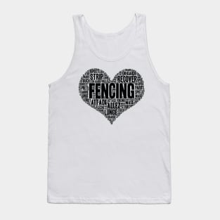 Fencing Heart Saber Epee Fence Gift print Tank Top